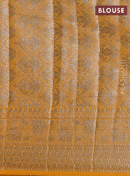 Banarasi semi chiniya saree mango yellow with allover thread & zari woven buttas and woven border