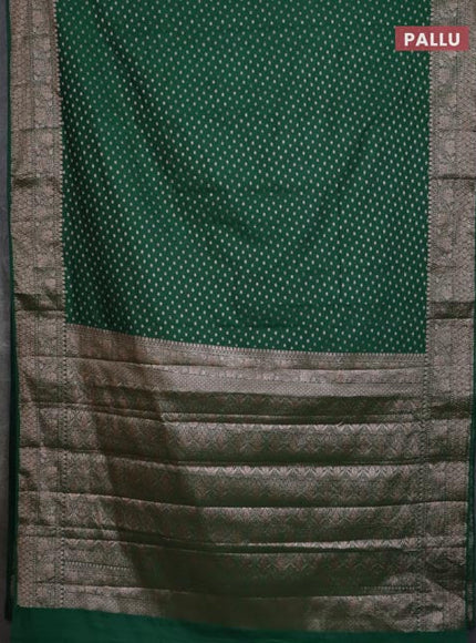 Banarasi semi chiniya saree green with allover thread & zari woven buttas and woven border
