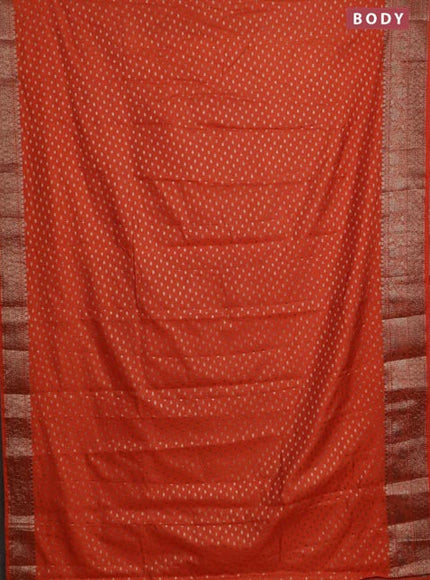 Banarasi semi chiniya saree orange with allover thread & zari woven buttas and woven border