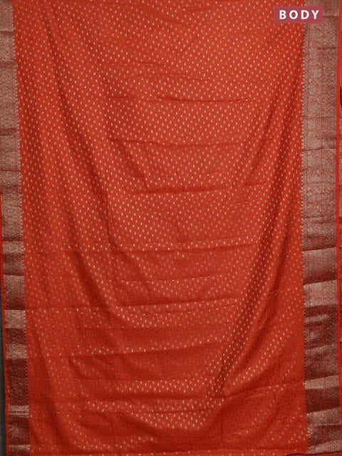 Banarasi semi chiniya saree orange with allover thread & zari woven buttas and woven border