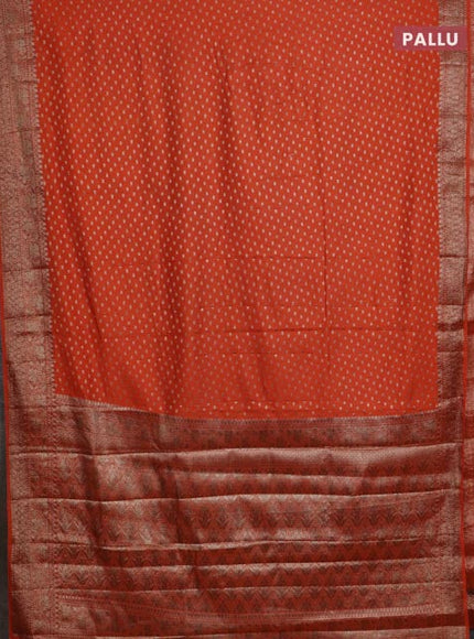 Banarasi semi chiniya saree orange with allover thread & zari woven buttas and woven border