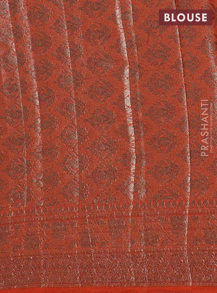 Banarasi semi chiniya saree orange with allover thread & zari woven buttas and woven border