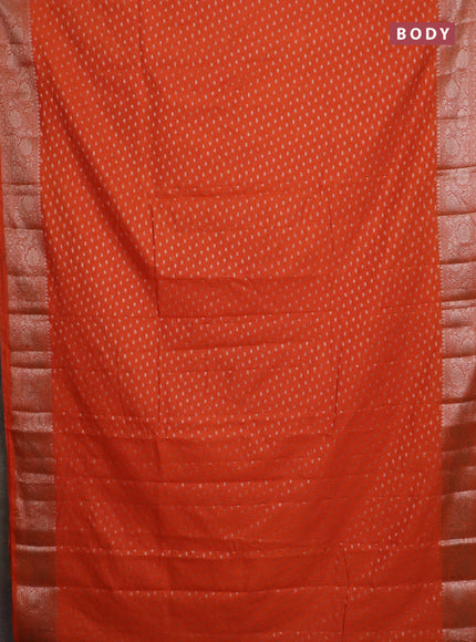 Banarasi semi chiniya saree orange with allover thread & zari woven buttas and woven border