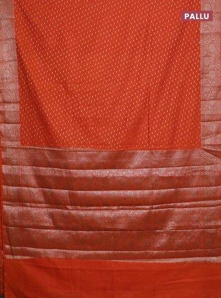 Banarasi semi chiniya saree orange with allover thread & zari woven buttas and woven border