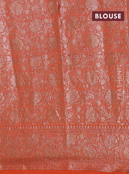 Banarasi semi chiniya saree orange with allover thread & zari woven buttas and woven border