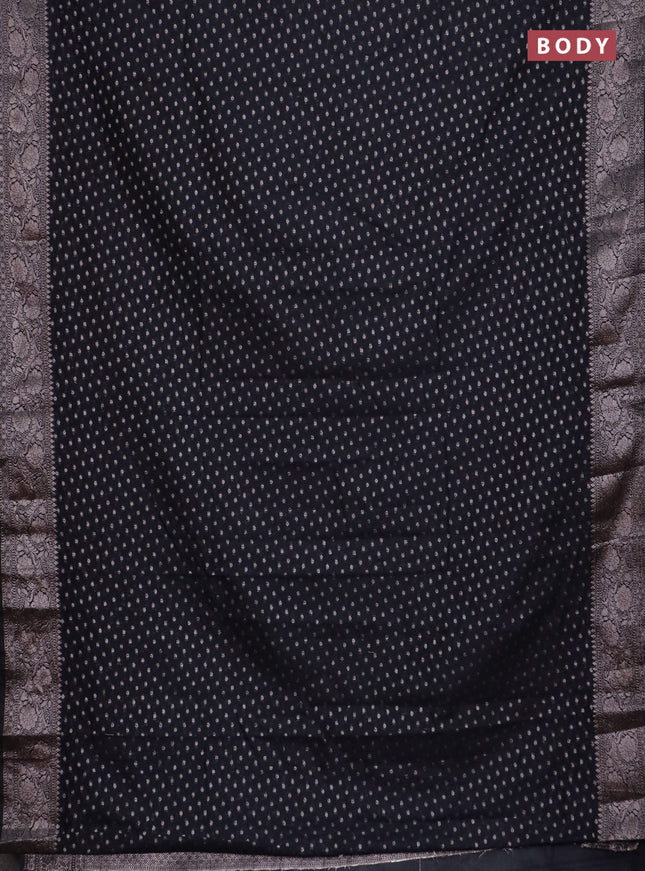 Banarasi semi chiniya saree black with allover thread & zari woven buttas and woven border