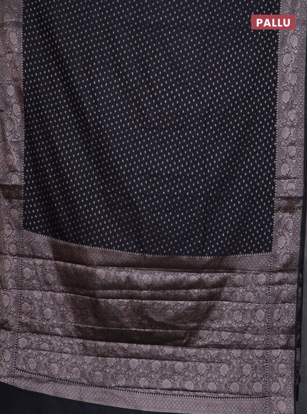 Banarasi semi chiniya saree black with allover thread & zari woven buttas and woven border