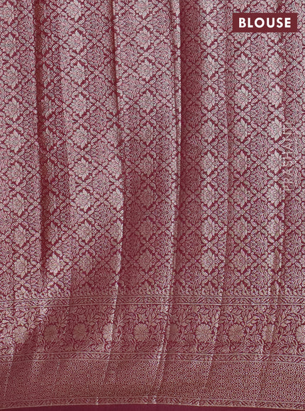 Banarasi semi chiniya saree wine shade with allover thread & zari weaves and woven border