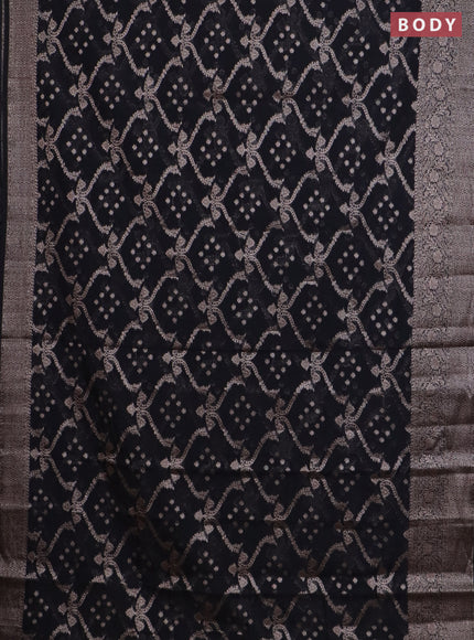 Banarasi semi chiniya saree black with allover thread & zari weaves and woven border