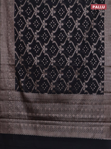 Banarasi semi chiniya saree black with allover thread & zari weaves and woven border
