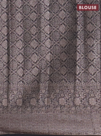 Banarasi semi chiniya saree black with allover thread & zari weaves and woven border