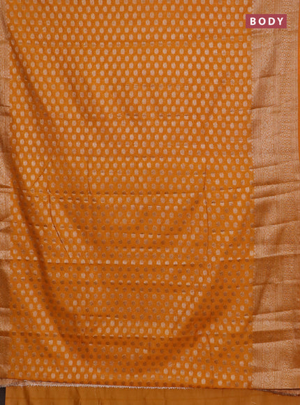 Banarasi semi chiniya saree orange shade with allover thread & zari woven buttas and woven border