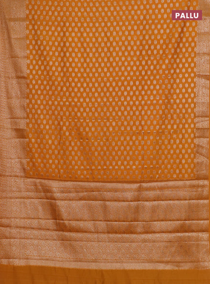 Banarasi semi chiniya saree orange shade with allover thread & zari woven buttas and woven border