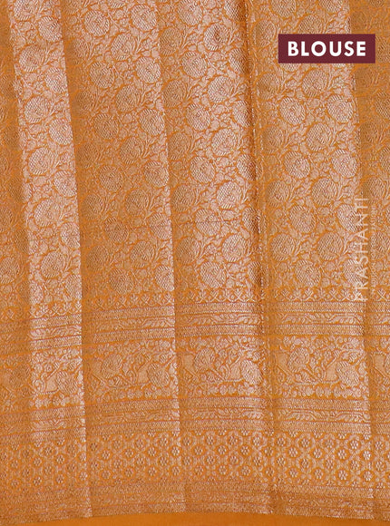 Banarasi semi chiniya saree orange shade with allover thread & zari woven buttas and woven border