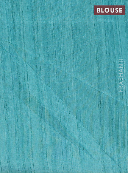 Semi tussar saree teal green and beige with allover butta prints and madhubani printed pallu & border