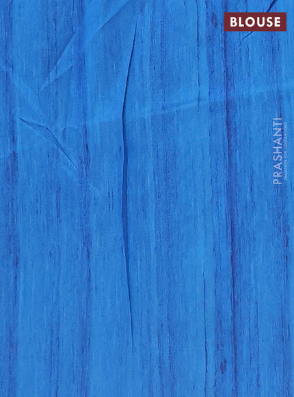 Semi tussar saree blue and beige with allover butta prints and madhubani printed pallu & border