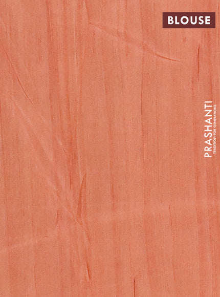 Semi tussar saree orange and beige with allover butta prints and madhubani printed pallu & border