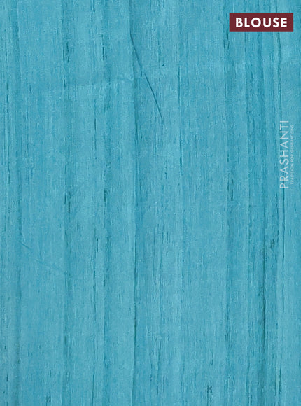 Semi tussar saree teal green and beige with butta prints and madhubani printed pallu & border