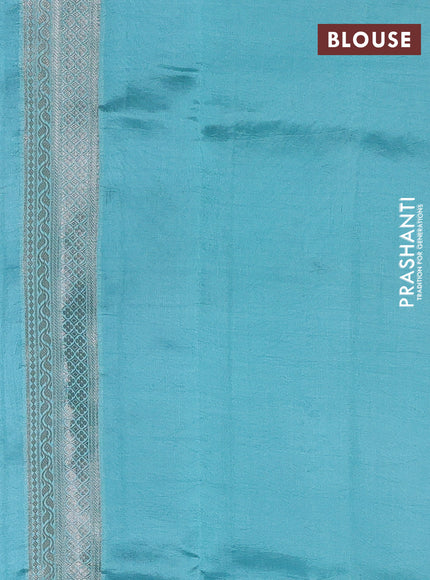 Banarasi poona silk saree peacock blue and teal blue with zari woven buttas and thread & zari woven border