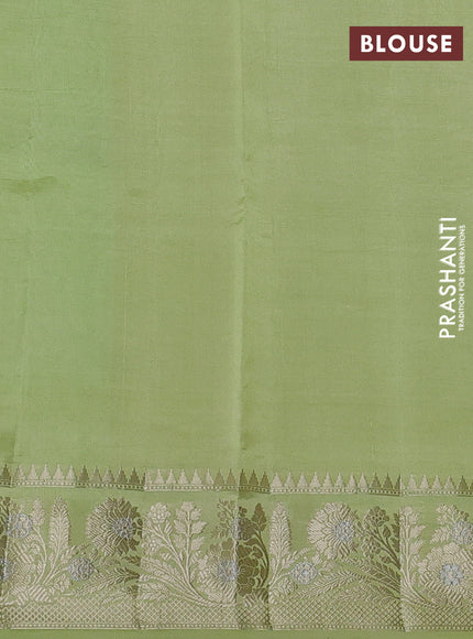 Banarasi poona silk saree green and pista green with zari woven buttas and floral zari woven border