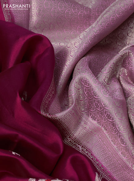 Banarasi poona silk saree magenta pink and light pink with zari woven buttas and zari woven border