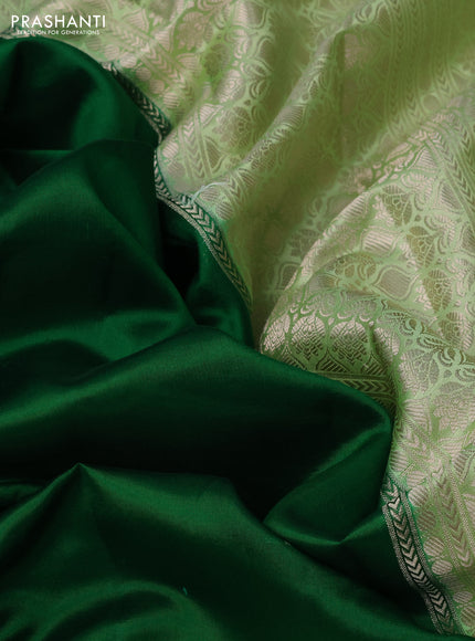 Banarasi poona silk saree green and pista green with floral zari woven buttas and long floral zari woven border