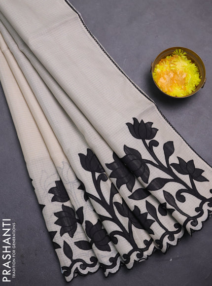 Kota saree beige and black with kalamkari applique work