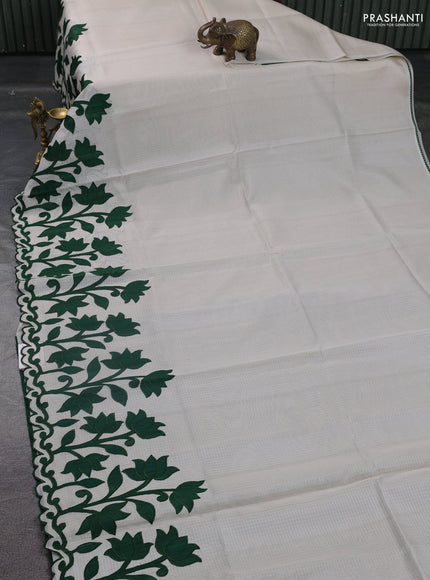 Kota saree beige and green with kalamkari applique work