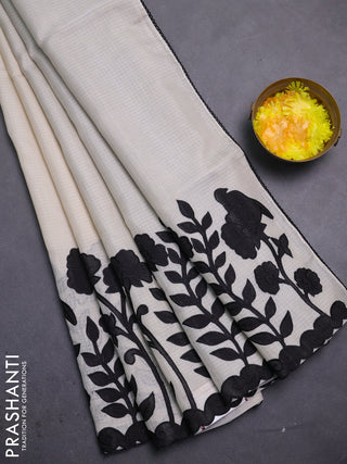 Kota saree beige and black with kalamkari applique work