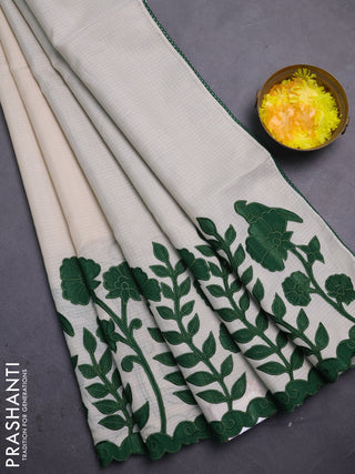 Kota saree beige and green with kalamkari applique work