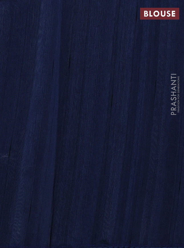 Kota saree beige and peacock blue with floral applique work