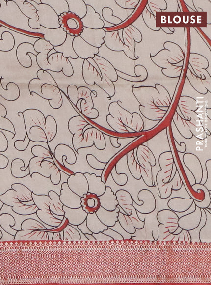 Kalamkari semi silk saree black and maroon with allover prints and mangalgiri border