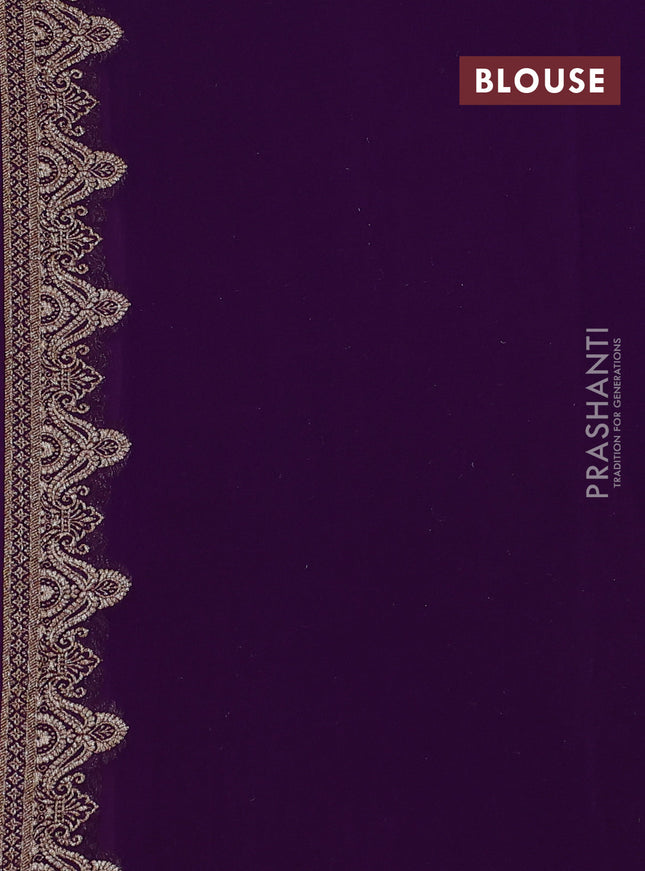 Banarasi georgette saree lavender and violet with allover thread & zari woven buttas and woven border