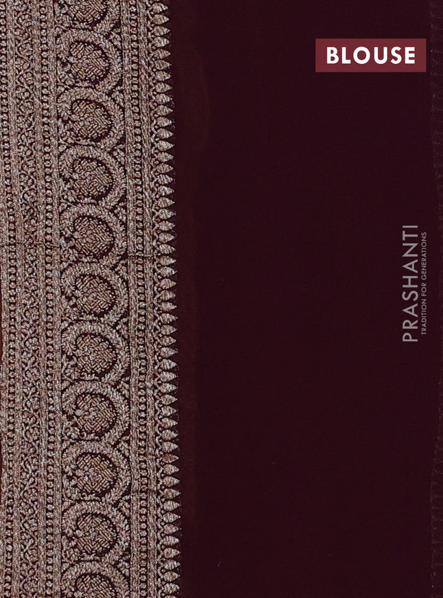 Banarasi georgette saree mustard yelllow and wine shade with allover thread & zari woven leheriya pattern and woven border