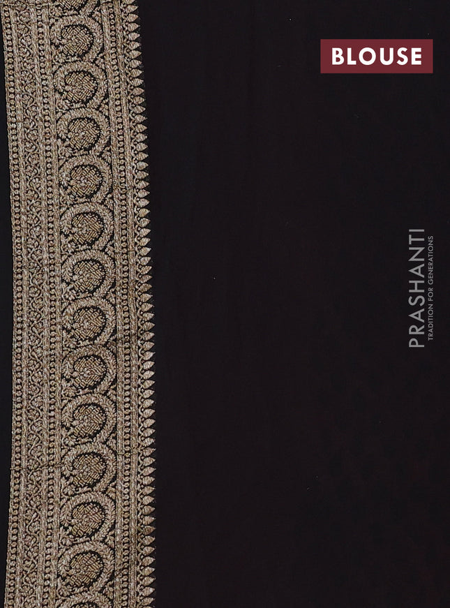 Banarasi georgette saree maroon and black with allover thread & zari woven buttas and woven border