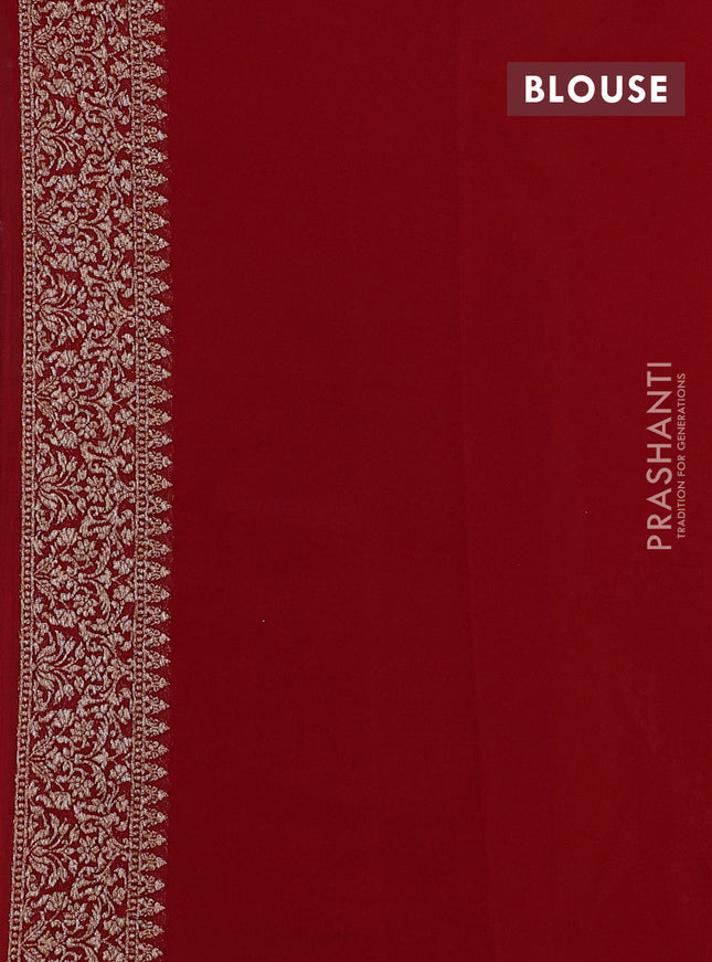 Banarasi georgette saree mango yellow and red with allover thread & zari woven leheriya pattern and woven border