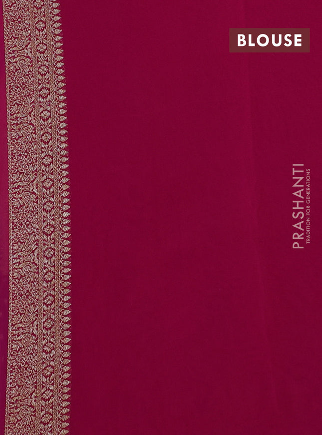 Banarasi georgette saree dark blue and pink with allover thread & zari woven buttas and woven border