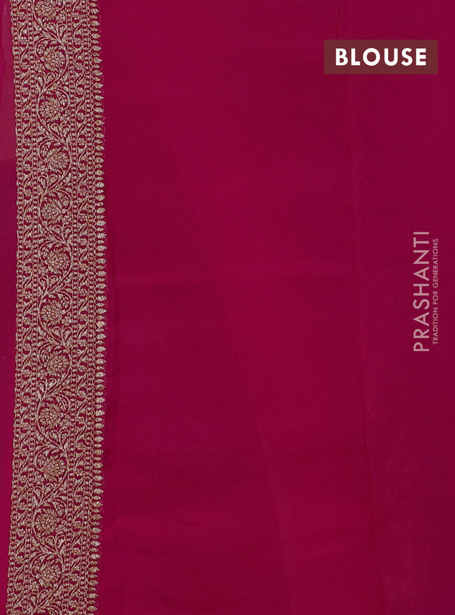 Banarasi georgette saree blue and pink with allover thread & zari weaves and woven border