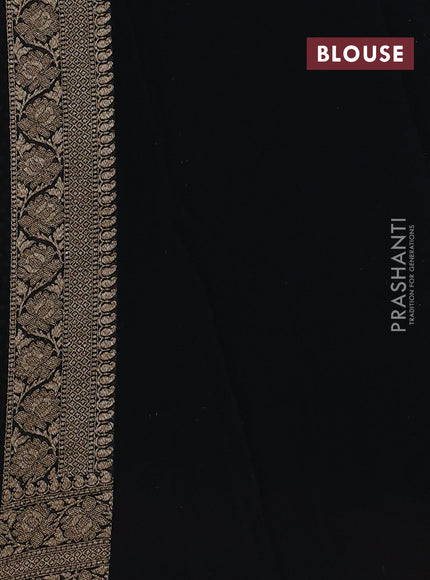 Banarasi georgette saree black and orange with allover thread & zari woven buttas and long woven border