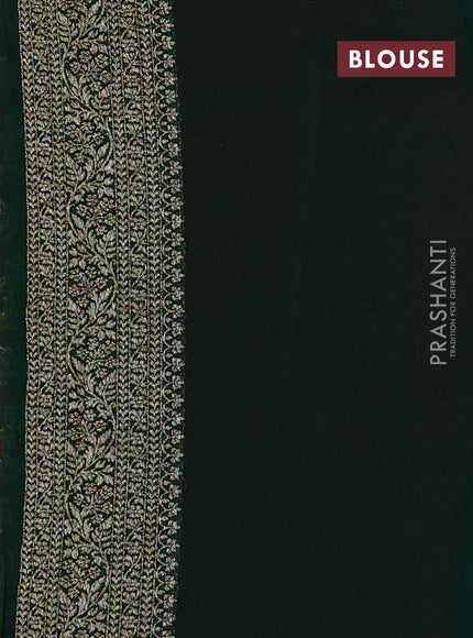 Banarasi georgette saree red and green with allover thread & zari weaves and woven border