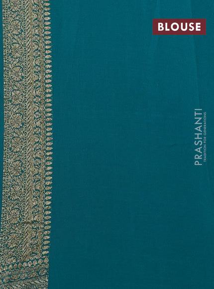 Banarasi georgette saree rani pink and teal green with allover thread & zari woven buttas and long woven border