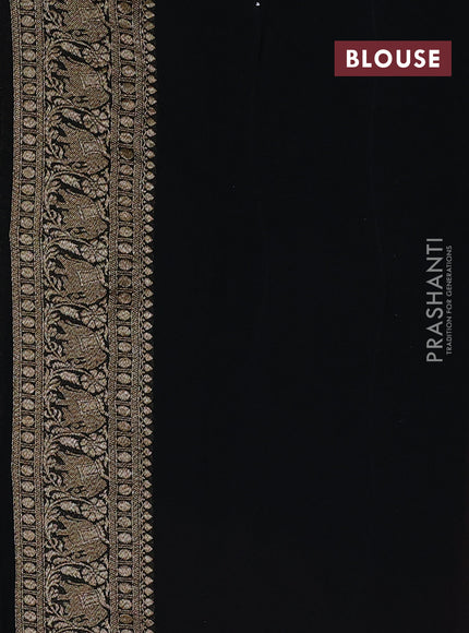 Banarasi georgette saree green and orange black with allover thread & zari woven buttas and long woven border