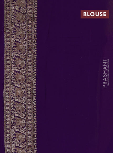 Banarasi georgette saree lime yellow and pink violet with allover thread & zari woven buttas and long woven border