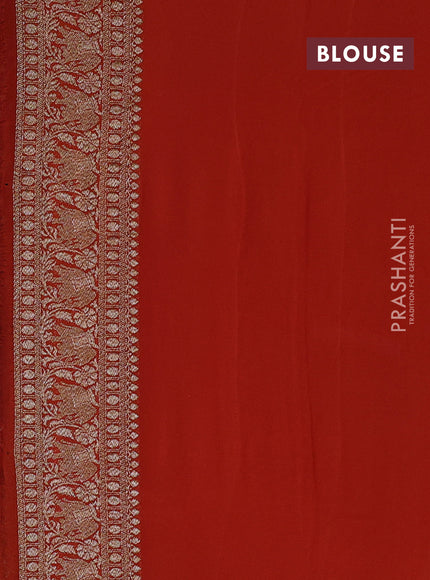 Banarasi georgette saree violet and pink orange with allover thread & zari woven buttas and long woven border