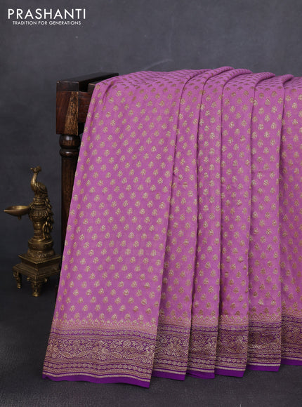 Banarasi georgette saree lavender and purple with allover thread & zari woven buttas and woven border