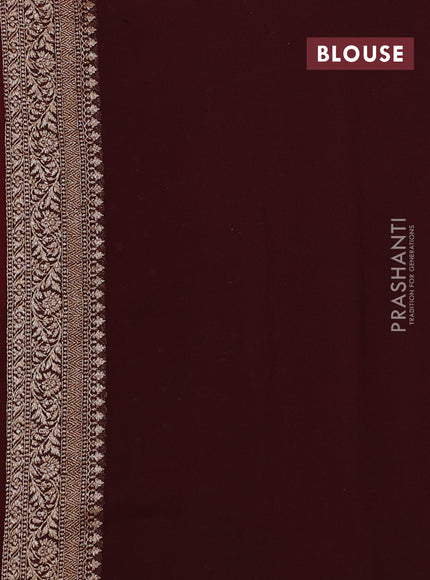 Banarasi georgette saree red and brown with allover thread & zari woven buttas and woven border