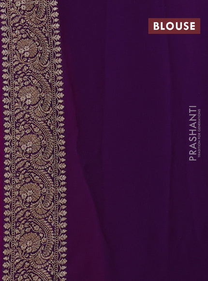 Banarasi georgette saree pink and purple with allover thread & zari weaves and woven border