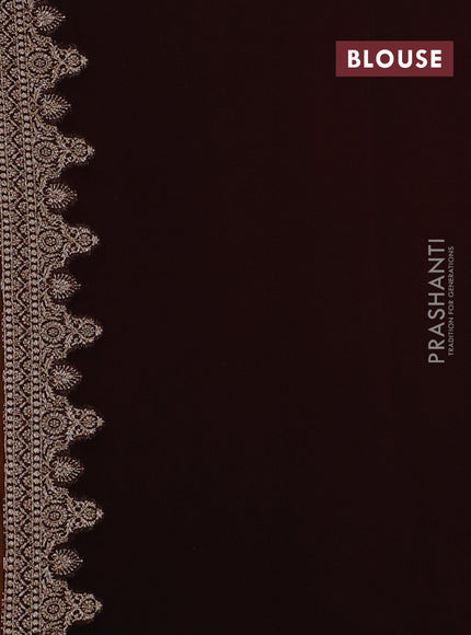 Banarasi georgette saree yellow and brown with allover thread & zari woven buttas and woven border