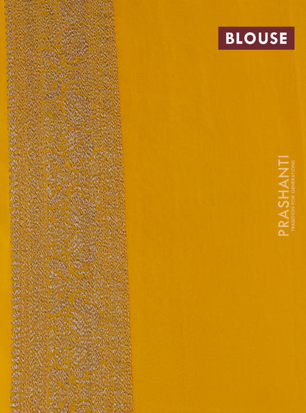 Banarasi georgette saree coffee brown and yellow with allover thread & zari woven buttas and woven border