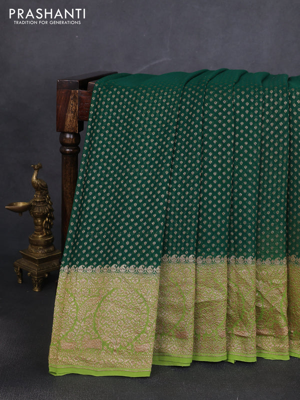 Banarasi georgette saree green and light green with allover thread & zari woven buttas and woven border